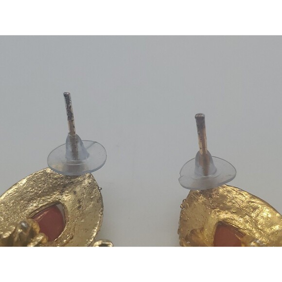 Large statement Earrings Round Enamal Rhinestones Dangle Belly Dance Pierced - Picture 7 of 8